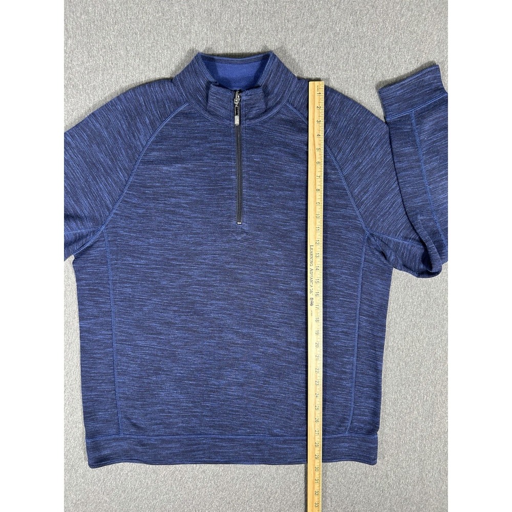 Tommy Bahama Jeans Reversible 1/4 Zip Sweater Mens Blue Cotton Tencel L - Picture 7 of 8